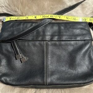 TIGNANELLO LEATHER HANDBAG SILVER WITH BLACK ACCENTS Shoulder Straps Gold Lining